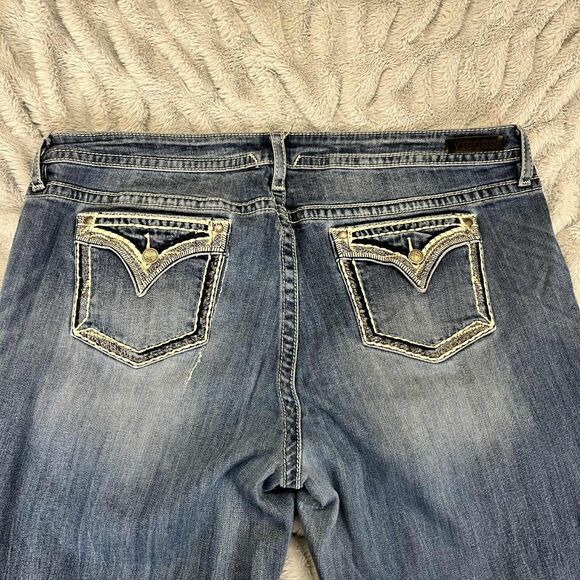 Vigoss Jeans Women 24 Slim Boot Mid Rise Medium Wash Stretch Denim Embroidered - Picture 6 of 9